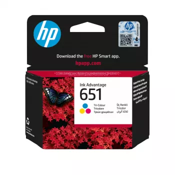 HP 651 Tri-Color γνήσιο μελανοδοχείο Ink Advantage, cyan, magenta, κίτρινο, 1 τεμ., 300 σελίδες