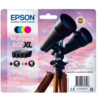 Epson 502XL C13T02W64020 Claria Home Ink πολυσυσκευασία κασετών μελανιού, 4 τεμ., XL, 28,4 ml, μαύρο/κυανό/ματζέντα/κίτρινο, έως 550 (μαύρο) / 470 (έγχρωμο) σελίδες