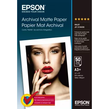 Epson Archival Matte Paper, DIN A3+, 189g/m², 50 φύλλα, εκτύπωση inkjet, A3+ (330x483 mm), ματ, 50 φύλλα, 192 g/m², λευκό