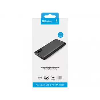 Φορητή μπαταρία Sandberg Powerbank USB-C PD 20W 10000, 10000 mAh