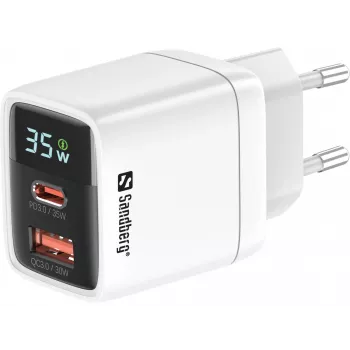 Φορτιστής Sandberg 2in1 1xUSB-C 1xUSB 35W Indoor AC Universal