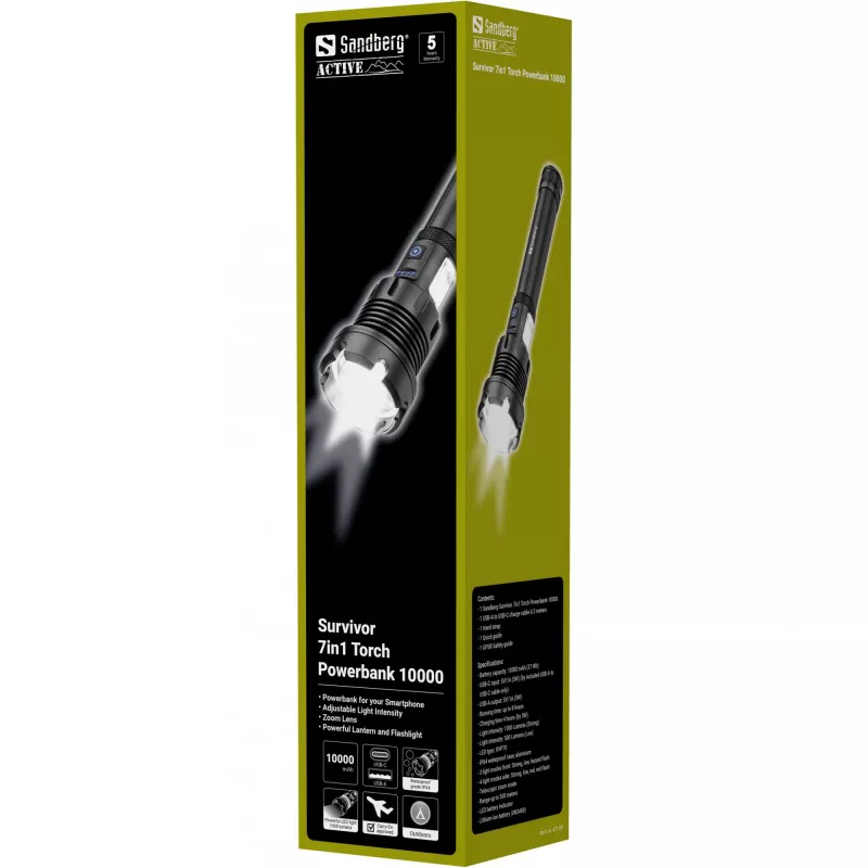Sandberg Survivor 7in1 φακός powerbank 10000