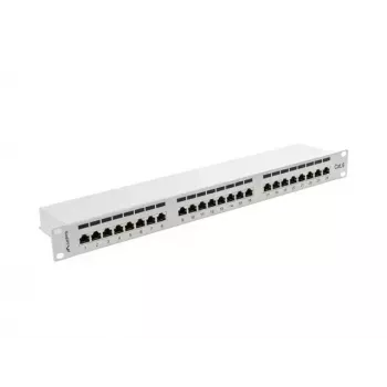 Patch panel Lanberg 24 Port 1U, Κατ. 6, θωρακισμένο, γκρι