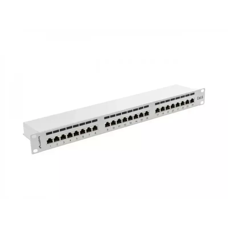 Patch panel Lanberg 24 Port 1U, Κατ. 6, θωρακισμένο, γκρι