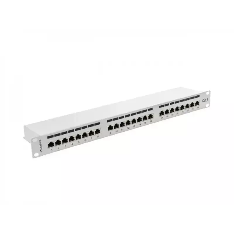 Patch panel Lanberg 24 Port 1U, Κατ. 6, θωρακισμένο, γκρι