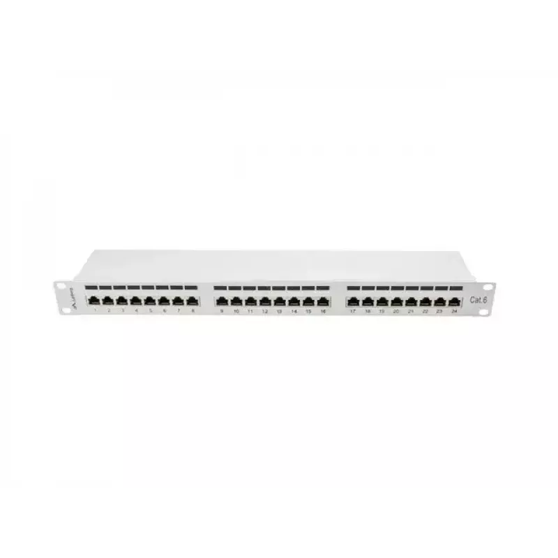 Patch panel Lanberg 24 Port 1U, Κατ. 6, θωρακισμένο, γκρι