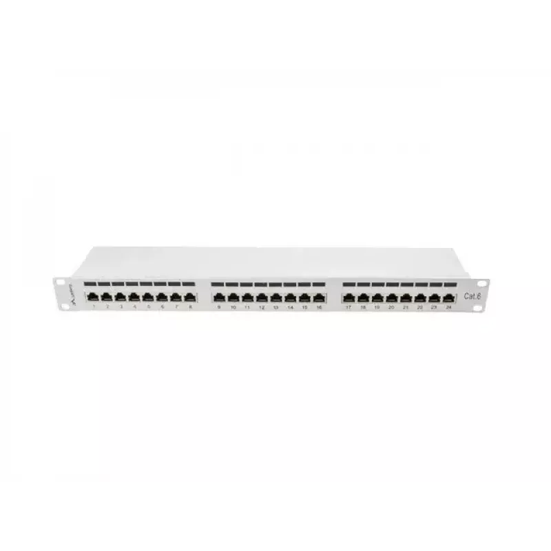 Patch panel Lanberg 24 Port 1U, Κατ. 6, θωρακισμένο, γκρι