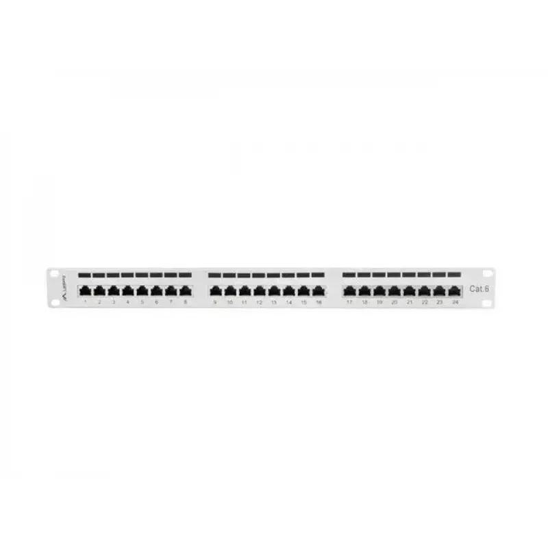 Patch panel Lanberg 24 Port 1U, Κατ. 6, θωρακισμένο, γκρι