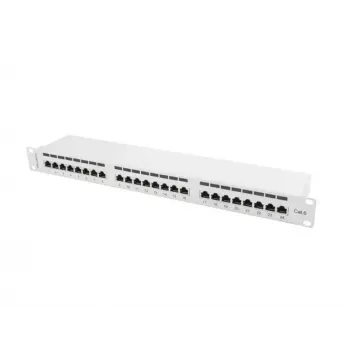 Patch panel Lanberg 24 Port 1U, Κατ. 6, θωρακισμένο, γκρι