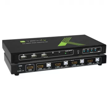 Techly 4x1 USB HDMI 4Kx2K IDATA KVM-HDMI4U Διακόπτης KVM Μαύρο