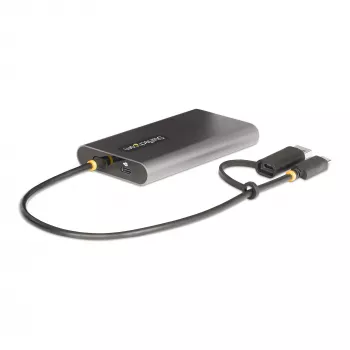 StarTech.com Προσαρμογέας USB-C σε Dual-HDMI – USB-C ή A σε 2x HDMI – 4K 60Hz – 100W Power Delivery Pass-Through – Ενσωματωμένο Καλώδιο 30 cm (1ft) – Μετατροπέας USB σε HDMI για Πολλαπλές Οθόνες για Φορητό Υπολογιστή – TAA