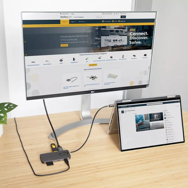 StarTech.com Προσαρμογέας USB-C Πολλαπλών Θυρών – 4K 60Hz HDMI Video, Hub USB-A 3 Θυρών 5Gbit/s, 100W USB Power Delivery Pass-Through/GbE/SD/MicroSD, Καλώδιο 30cm, Φορητή Θύρα Σύνδεσης Φορητού Υπολογιστή
