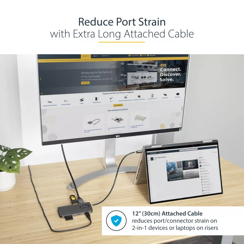 StarTech.com Προσαρμογέας USB-C Πολλαπλών Θυρών – 4K 60Hz HDMI Video, Hub USB-A 3 Θυρών 5Gbit/s, 100W USB Power Delivery Pass-Through/GbE/SD/MicroSD, Καλώδιο 30cm, Φορητή Θύρα Σύνδεσης Φορητού Υπολογιστή
