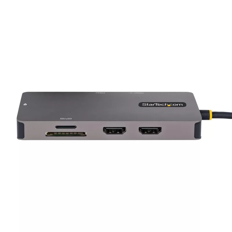 StarTech.com Προσαρμογέας USB-C Πολλαπλών Θυρών, Dual-HDMI Video, 4K 60Hz, Hub USB-A 2 Θυρών 5 Gbit/s, 100 W Power Delivery Pass-Through/GbE/SD/MicroSD, Καλώδιο 30 cm, Travel Dock, Θύρα Σύνδεσης Φορητού Υπολογιστή
