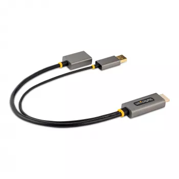 StarTech.com Καλώδιο Προσαρμογέα HDMI σε DisplayPort 30cm, Ενεργός Μετατροπέας 4K 60Hz HDMI 2.0 σε DP 1.2, HDR, Τροφοδοσία μέσω USB Bus, Πηγή HDMI σε Οθόνη DisplayPort για Φορητούς Υπολογιστές/PC