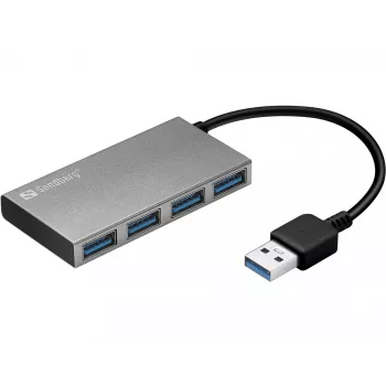 Sandberg USB 3.0 Pocket Hub 4 Θυρών, USB 3.2 Gen 1 (3.1 Gen 1) Type-A, USB 3.2 Gen 1 (3.1 Gen 1) Type-A, 5000 Mbit/s, Λευκό, Αλουμίνιο, RoHS