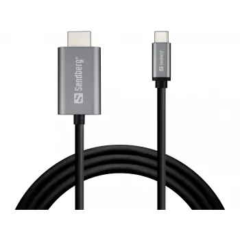 Sandberg Καλώδιο USB-C σε HDMI 2M, 2 m, USB Type-C, HDMI, Βύσμα, Βύσμα, Ευθύ