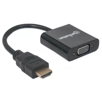 Manhattan 151467 μετατροπέας HDMI σε VGA, HDMI αρσενικό σε VGA θηλυκό, προαιρετική θύρα τροφοδοσίας Micro-USB, 22 cm, μαύρος