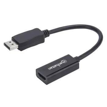 Manhattan καλώδιο προσαρμογέα DisplayPort 1.1 σε HDMI, 1080p@60Hz, αρσενικό σε θηλυκό, μαύρο, καλώδιο 15cm, DP με κλείδωμα, μη αμφίδρομο, τρία χρόνια εγγύηση, συμβατό με DP2HDMI