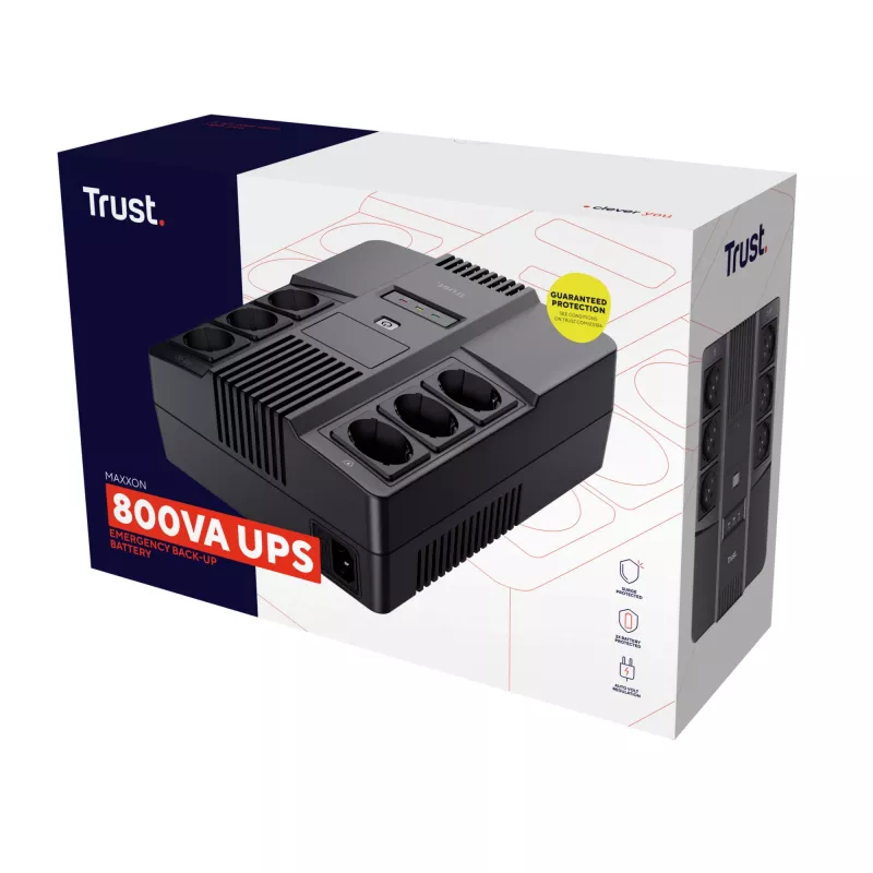 Trust Maxxon 23326 UPS 800 VA, 6 πρίζες AC, προσομοιωμένο ημιτονοειδές κύμα