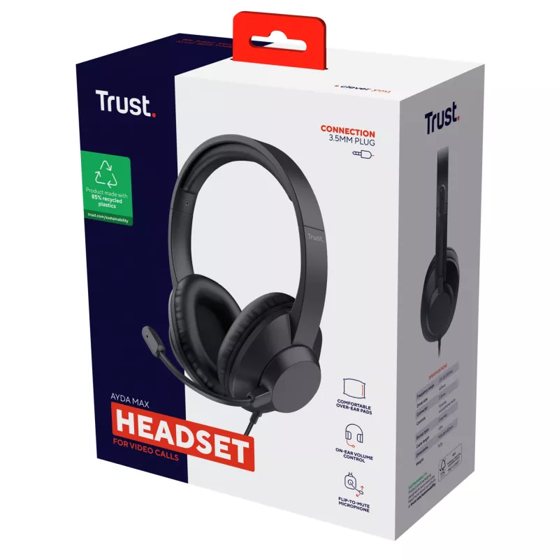Trust Ayda Max Headset ενσύρματο Head-Band γραφείου/Call center μαύρο