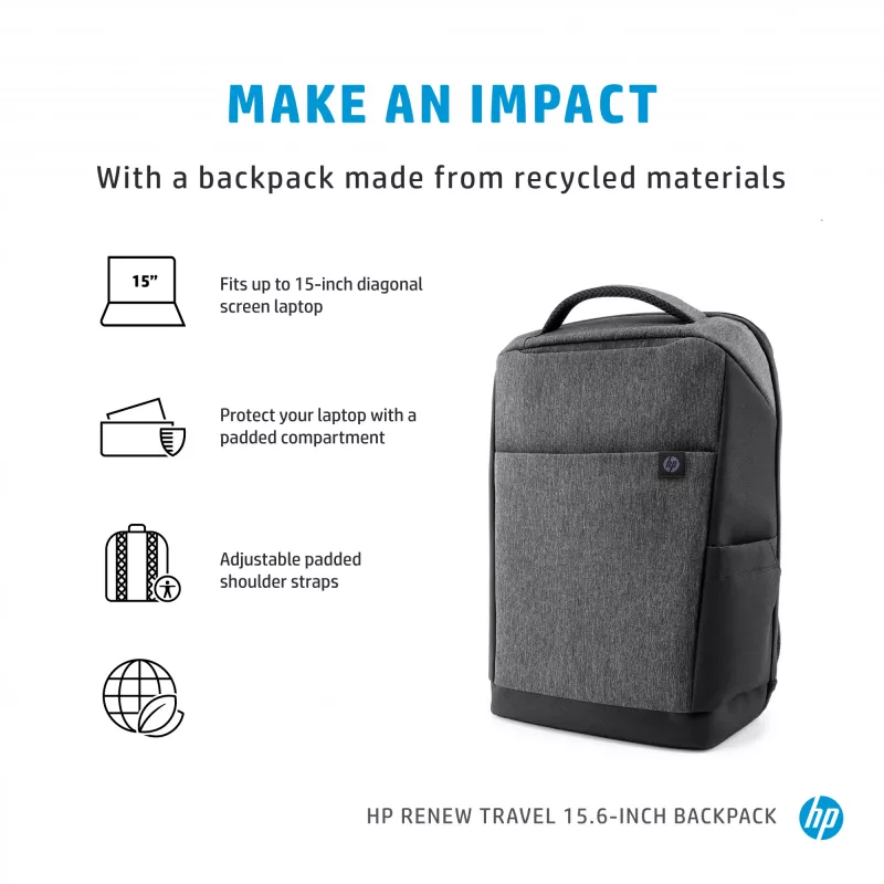 HP Renew Travel 15,6 ιντσών Σακίδιο πλάτης, σακίδιο, 650 g