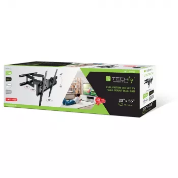 Techly Βάση τοίχου 23-55 ιντσών για LED TV LCD Πλήρως κινητή με διπλό βραχίονα ICA-PLB 147M