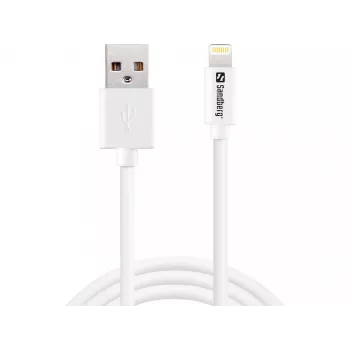 Sandberg USBLightning MFI 1m SAVER, 1 m, Lightning, USB A, Βύσμα αρσενικό, Βύσμα αρσενικό, Λευκό