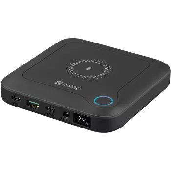 Sandberg All-in1 Laptop Powerbank 24000, 24000 mAh, Quick Charge 2.0, Ασύρματη φόρτιση, Μαύρο