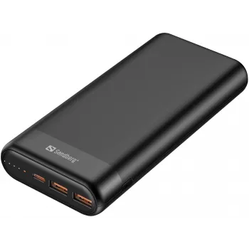Sandberg Powerbank 20000 PD65W+2xQC3.0, 20000 mAh, Ιόντων λιθίου (Li-Ion), Quick Charge 3.0, 65 W, Μαύρο