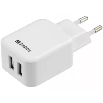 Sandberg Φορτιστής AC Dual USB 2.4+1A EU, Εσωτερικού χώρου, AC, USB, 5 V, Μαύρο, Λευκό