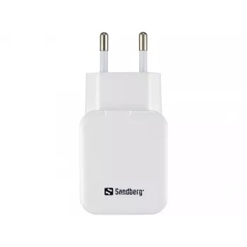 Sandberg Φορτιστής AC Dual USB 2.4+1A EU, Εσωτερικού χώρου, AC, USB, 5 V, Μαύρο, Λευκό