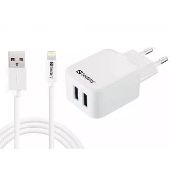 Sandberg AC φορτιστής EU Lightning 2.4A, εσωτερικού χώρου, AC, 5 V, λευκό