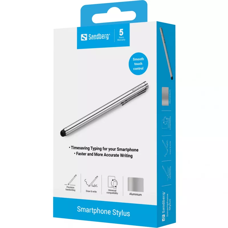 Sandberg γραφίδα smartphone, κινητό τηλέφωνο/smartphone, ασημί, 5 g, 140 mm, 7 mm, 7 mm