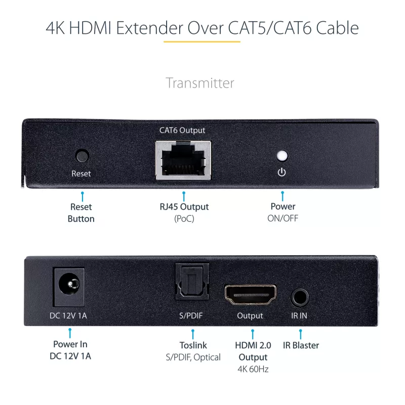 StarTech.com 4K70IC-EXTEND-HDMI επέκταση AV πομπός & δέκτης AV μαύρο