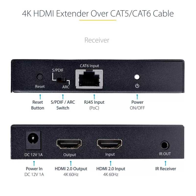 StarTech.com 4K70IC-EXTEND-HDMI επέκταση AV πομπός & δέκτης AV μαύρο