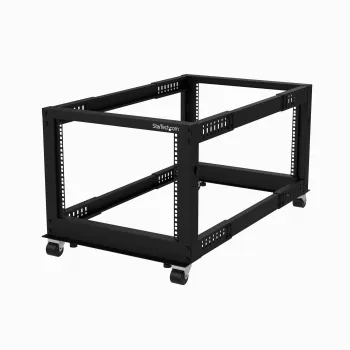 StarTech.com 4POSTRACK8U ανοιχτό ράφι διακομιστή 4 στύλων 8U, 19 ιντσών, ρυθμιζόμενο βάθος 22-40 ίντσες (56-102 cm), αντοχή 544 kg (1200 lb), μαύρο
