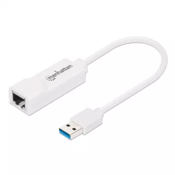 Manhattan προσαρμογέας δικτύου USB-A Gigabit, λευκό, δίκτυο 10/100/1000 Mbit/s, USB 3.0, Ethernet, RJ45, τρία χρόνια εγγύηση, αντιστοιχεί σε USB31000SW.