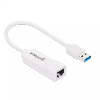 Manhattan προσαρμογέας δικτύου USB-A Gigabit, λευκό, δίκτυο 10/100/1000 Mbit/s, USB 3.0, Ethernet, RJ45, τρία χρόνια εγγύηση, αντιστοιχεί σε USB31000SW.