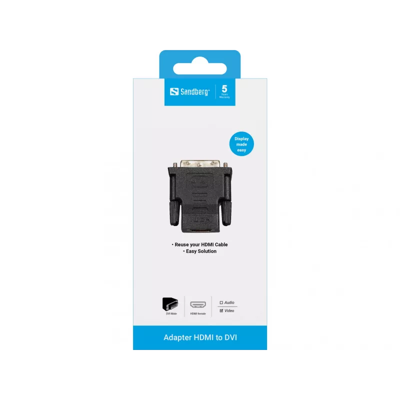 Sandberg προσαρμογέας DVI-M - HDMI-F, DVI, HDMI, μαύρο