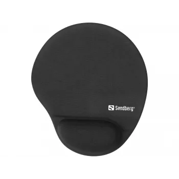 Sandberg Mousepad Memory Foam Στρογγυλό, μαύρο, μονόχρωμο, Memory Foam, στήριγμα καρπού, αντιολισθητική βάση