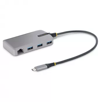 StarTech.com Hub USB-C 3 Θυρών με Ethernet - 3x Υποδοχές USB-A, Gigabit Ethernet RJ45, USB 3.0 5Gbit/s, τροφοδοτούμενο από το bus, καλώδιο 30 cm - Φορητός Αντάπτορας Hub USB Type-C για Laptop με Gigabit Ethernet