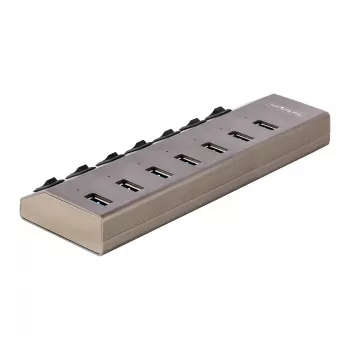 StarTech.com Αυτοτροφοδοτούμενο Hub USB-C 7 Θυρών με μεμονωμένους διακόπτες On/Off, Hub Επέκτασης USB 3.0 5Gbps με τροφοδοτικό, Hub USB-C σε USB-A για Desktop/Laptop, Hub USB Type C με BC 1.2