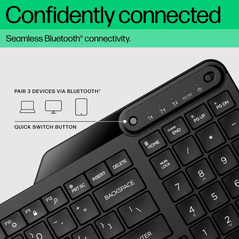 HP 460 Multi-Device Bluetooth Πληκτρολόγιο, Full-Size (100%), ασύρματο, Bluetooth, μηχανικό, Μαύρο