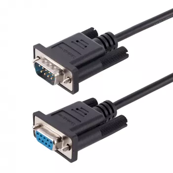 StarTech.com 3m RS232 σειριακό καλώδιο null modem, crossover σειριακό καλώδιο με θωράκιση Al-Mylar, καλώδιο σειριακής θύρας COM DB9 θηλυκό σε αρσενικό, συμβατό με συσκευές DTE, μαύρο, F/M