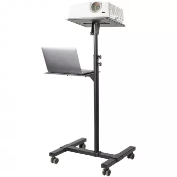StarTech.com Φορητή βάση/τρόλεϊ για προβολέα και laptop – ανθεκτική φορητή βάση προβολέα (2 ράφια, χωρητικότητα 10 kg το καθένα) – ρυθμιζόμενο σε ύψος τρόλεϊ για παρουσιάσεις με κλειδωμένα ροδάκια