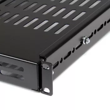 StarTech.com ADJSHELF 1U αεριζόμενο ράφι ρυθμιζόμενου βάθους για rack διακομιστή, 19 ίντσες, 80 kg (175 lb), βάθος τοποθέτησης 480–960 mm (19,5–38 ίντσες), βάθος 70 cm (27,5 ίντσες), μαύρο