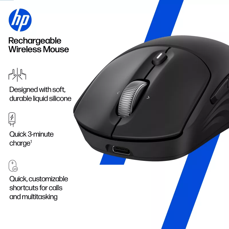 HP 700 Επαναφορτιζόμενο Ασύρματο Ποντίκι, Αμφίχειρο, RF Wireless + Bluetooth, 6000 DPI, Μαύρο