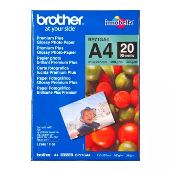Brother A4 Γυαλιστερό Χαρτί, 260 g/m², A4, Μπλε, Κόκκινο, 20 Φύλλα, 265 µm, 100 Έτη