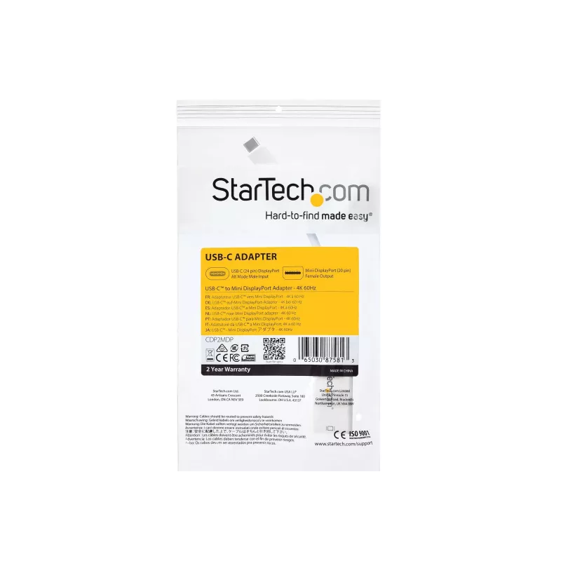 StarTech.com Προσαρμογέας USB-C σε Mini DisplayPort – 4K 60 Hz – λευκό – προσαρμογέας USB 3.1 Type-C σε Mini DP – ενημερωμένη έκδοση είναι CDP2MDPEC